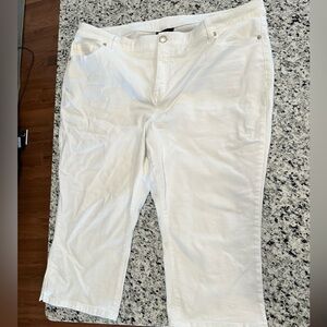 Lane Bryant women’s Capri white jeans